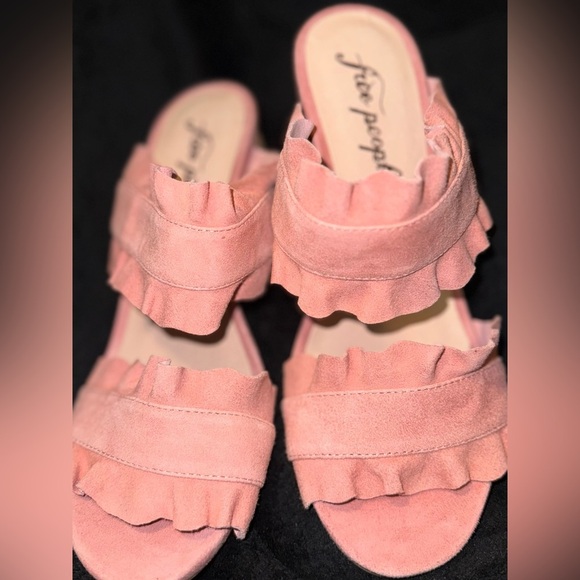 Free People Pink Plush Mules with Rhinestone Accents - Picture 4 of 12